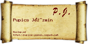 Pupics Jázmin névjegykártya